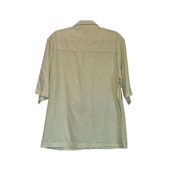 Topman cream green stripes short sleeves casual shirt size Small - Picture 2 of 10